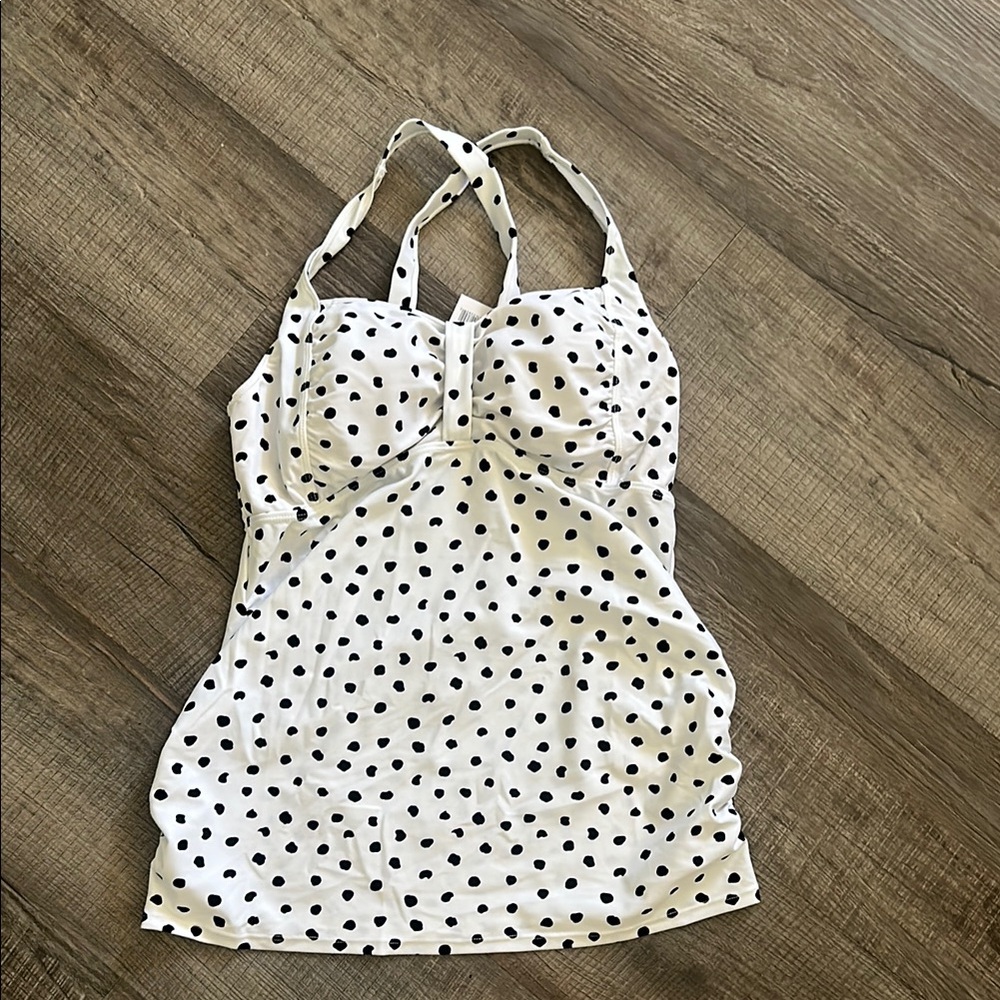 Motherhood Maternity Black and White Polka Dot Tankini Top